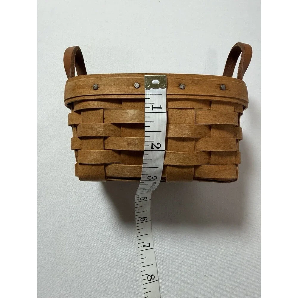 Longaberger Brown Wooden Basket 1992 Salt & Pepper Holder With Plastic Liner